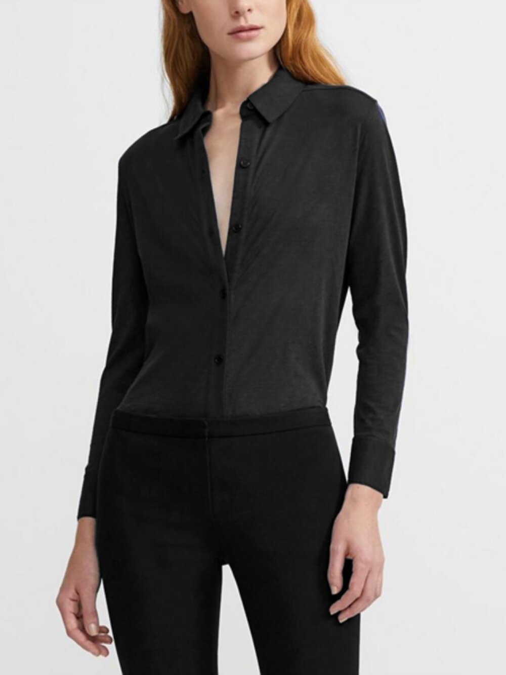 NWT Theory RIDURO BLACK Pima Cotton Slub Button Collar Shirt SIZE S, M